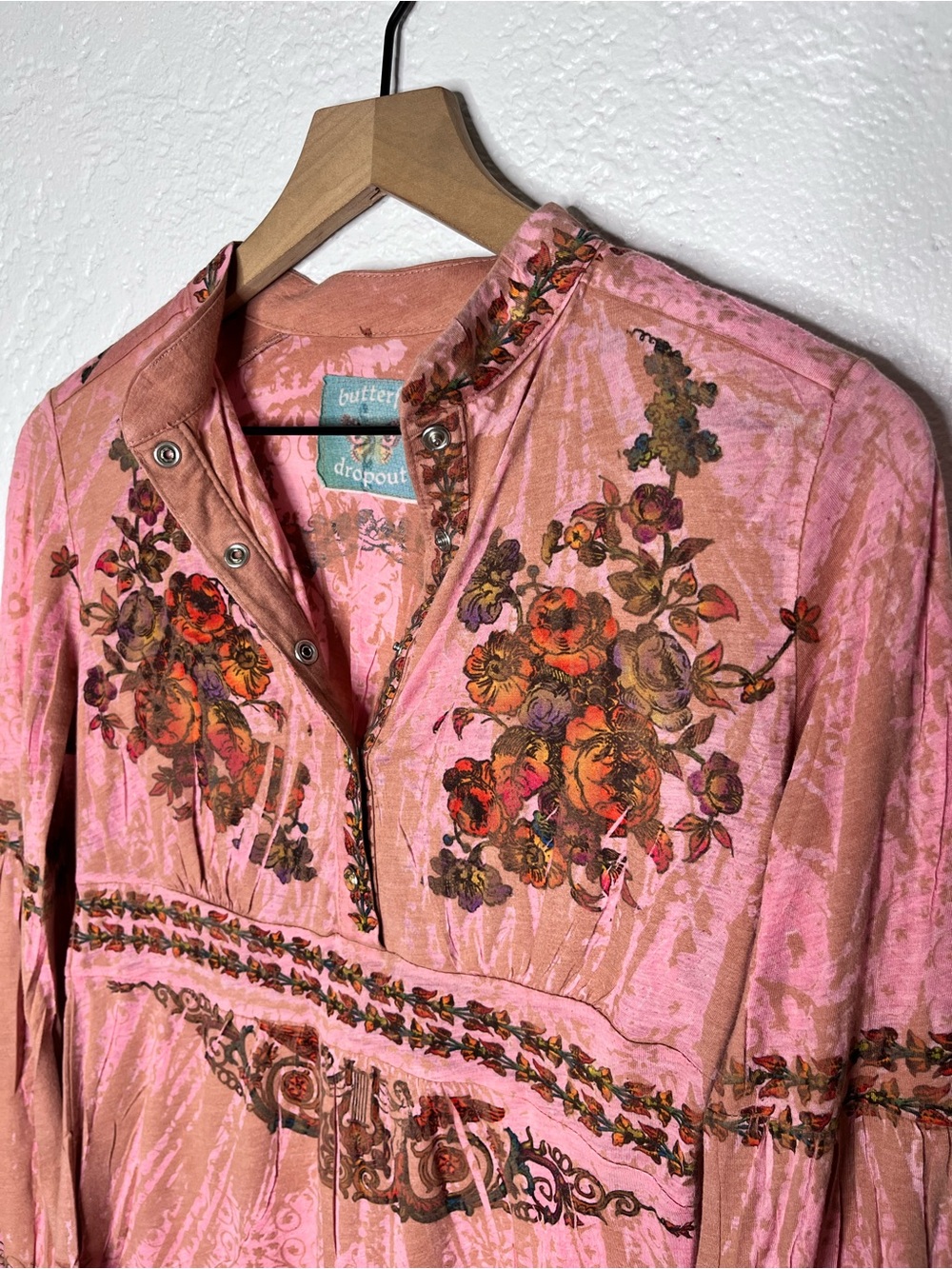 BUTTERFLY DROPOUT Vintage Y2K Babydoll Long Sleeve Top Small - Picture 10 of 14